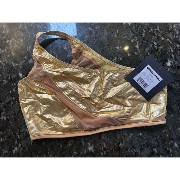 NORMA KAMALI Snake Mesh Bra Top gold foil, XL - Picture 5 of 7